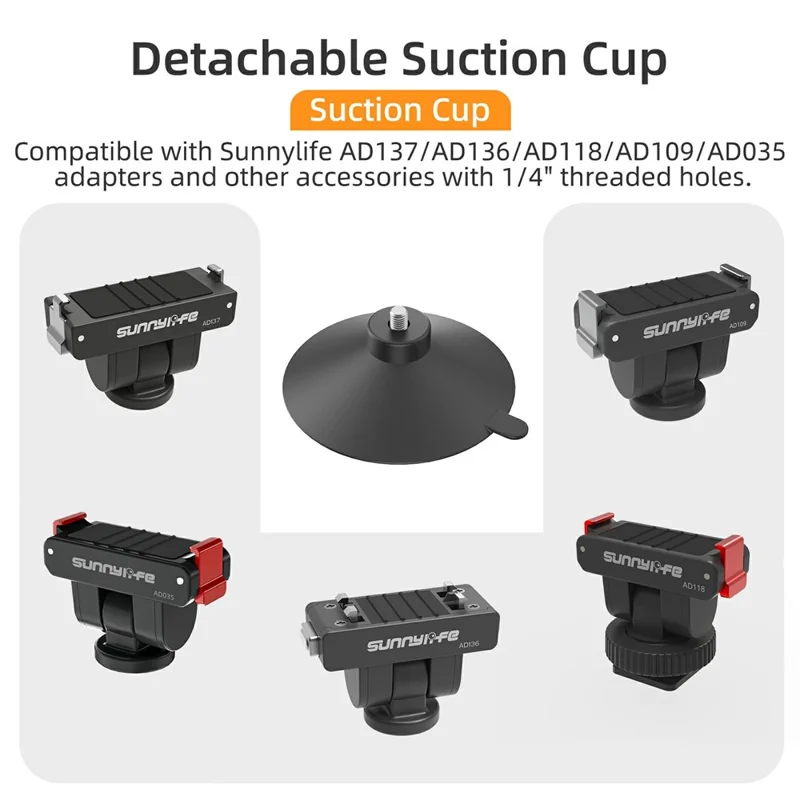 SUNNYLIFE SC114 Magnetische Schnellwechsel-Kugelgelenk-Saugnapfhalterung für DJI Osmo 360 / Action 5 Pro / 4 / 3 Kamera