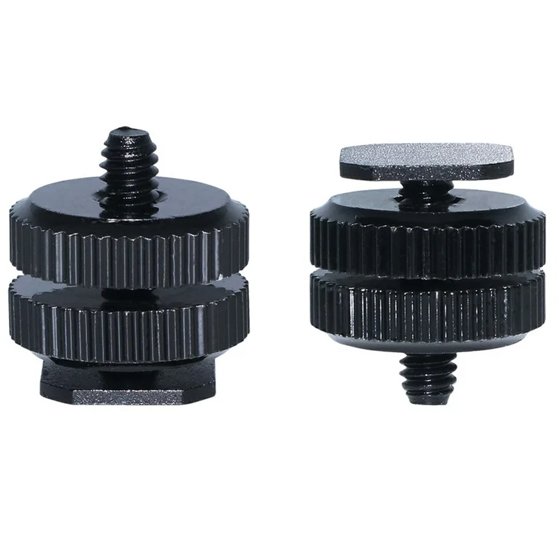 E001 1/4 tomme Skrue Hot Shoe Holder Aluminiumlegering Adapter til Flash DSLR Kamera Mikrofonstativ Holder - Sort