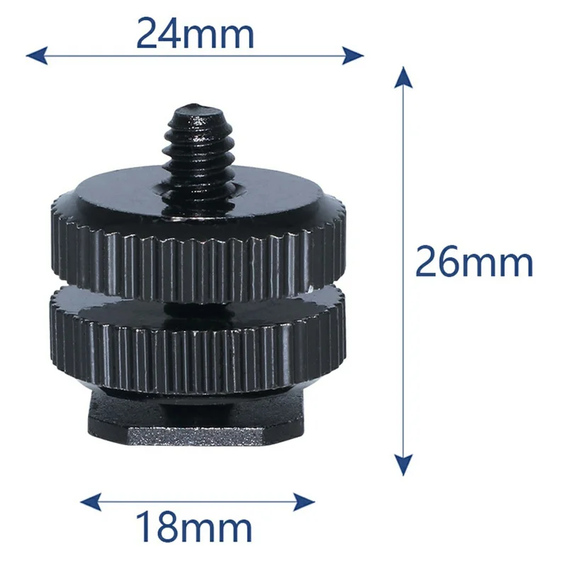 E001 1/4 tomme Skrue Hot Shoe Holder Aluminiumlegering Adapter til Flash DSLR Kamera Mikrofonstativ Holder - Sort
