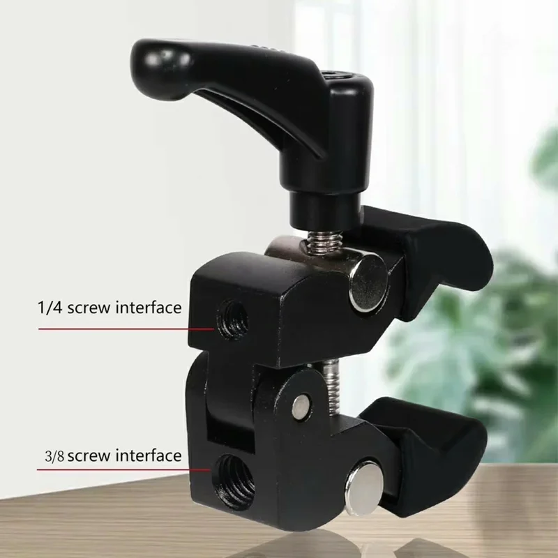 Z039 Photography Clamp 1 / 4''  3 / 8'' Thread Crab Pliers Clip for DSLR Cameras - Black