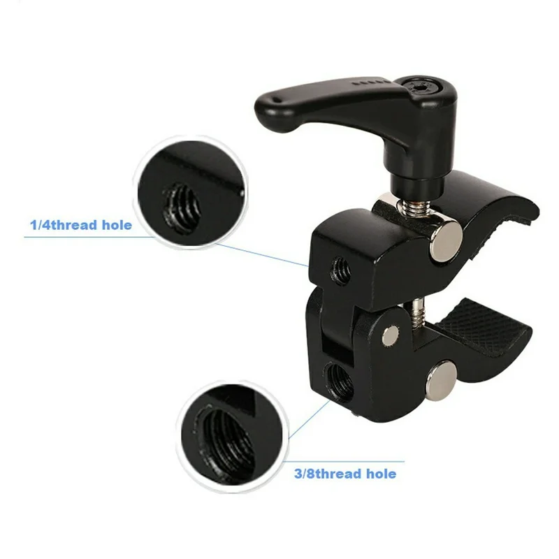 Z039 Photography Clamp 1 / 4''  3 / 8'' Thread Crab Pliers Clip for DSLR Cameras - Black