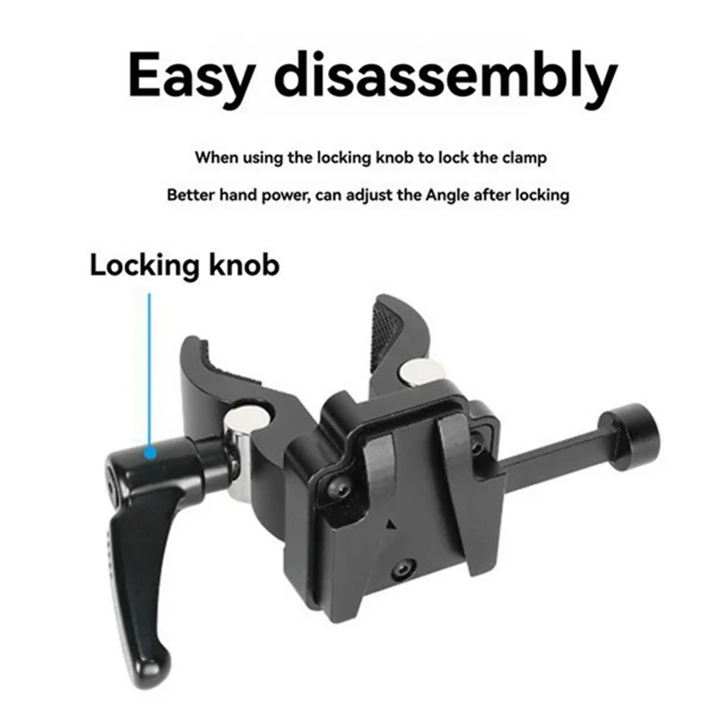 LB16 Aluminum Alloy Camera Clamp V-Lock Mount Quick Release Adapter for V-Port Battery Plate - Black