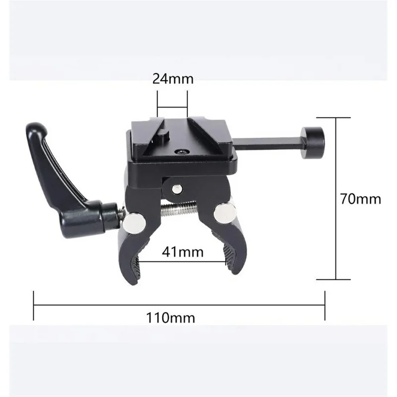 LB16 Aluminum Alloy Camera Clamp V-Lock Mount Quick Release Adapter for V-Port Battery Plate - Black