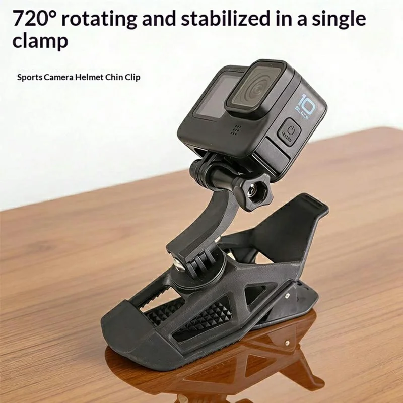 E116 Helmet Chin Mount for GoPro Hero / DJI Osmo Action / Insta360 Action Camera Quick Release Chin Strap Clamp - Black