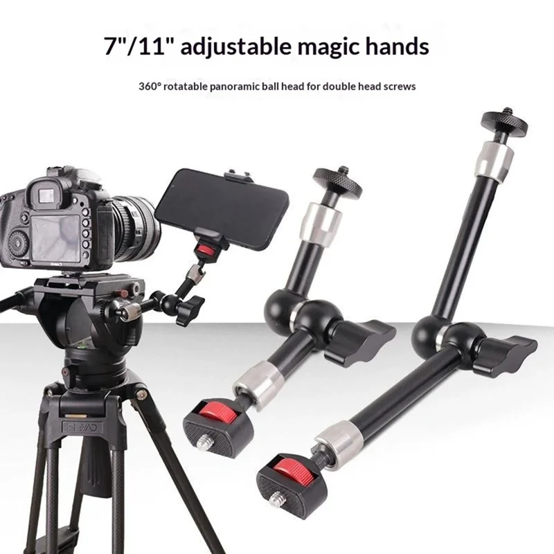 C118 7 Inch Adjustable Magic Arm Dual Ball Head Mount for Camera Phone Microphone Tripod Live Streaming Accessories