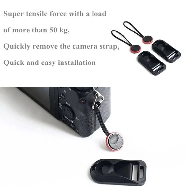 MBL-00 2PCS Camera Quick Release Connector With Base Camera Handy Strap Buckle Conversion ABS Buckle Nylon Rope Combination - Red