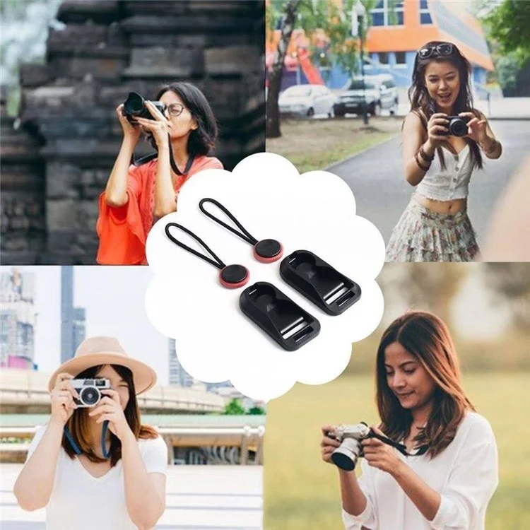 MBL-00 2PCS Camera Quick Release Connector With Base Camera Handy Strap Buckle Conversion ABS Buckle Nylon Rope Combination - Red