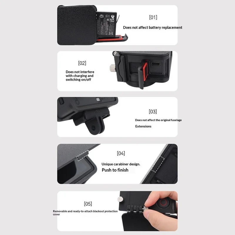915609-11 Extension Frame Sunshade Camera Protective Case for DJI Osmo Action 6 Anti-Scratch Cover Protector with Lens Cap