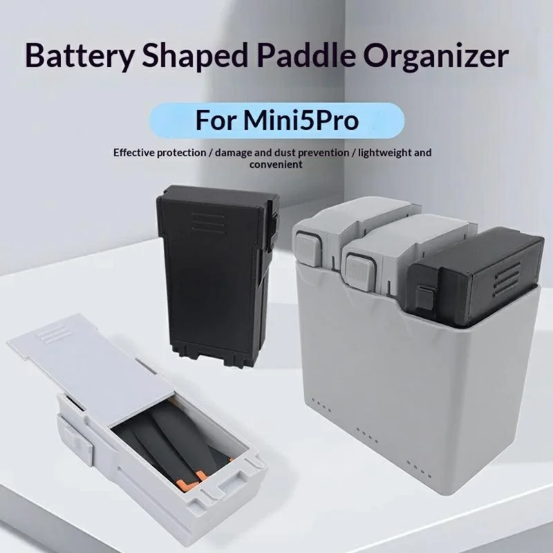 915708 Battery-Shaped Propeller Storage Box for DJI Mini 5 Pro Shockproof Anti-Drop Propeller Blades Protective Case - Grey