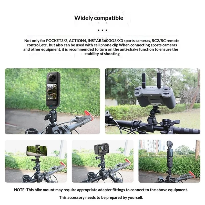 915774 Adjustable Bike Handlebar Mount for Lumen Fly Mini Remote Control Drone Action Camera Phone Remote Controller Mount Bracket with 1 / 4 Inch Screw