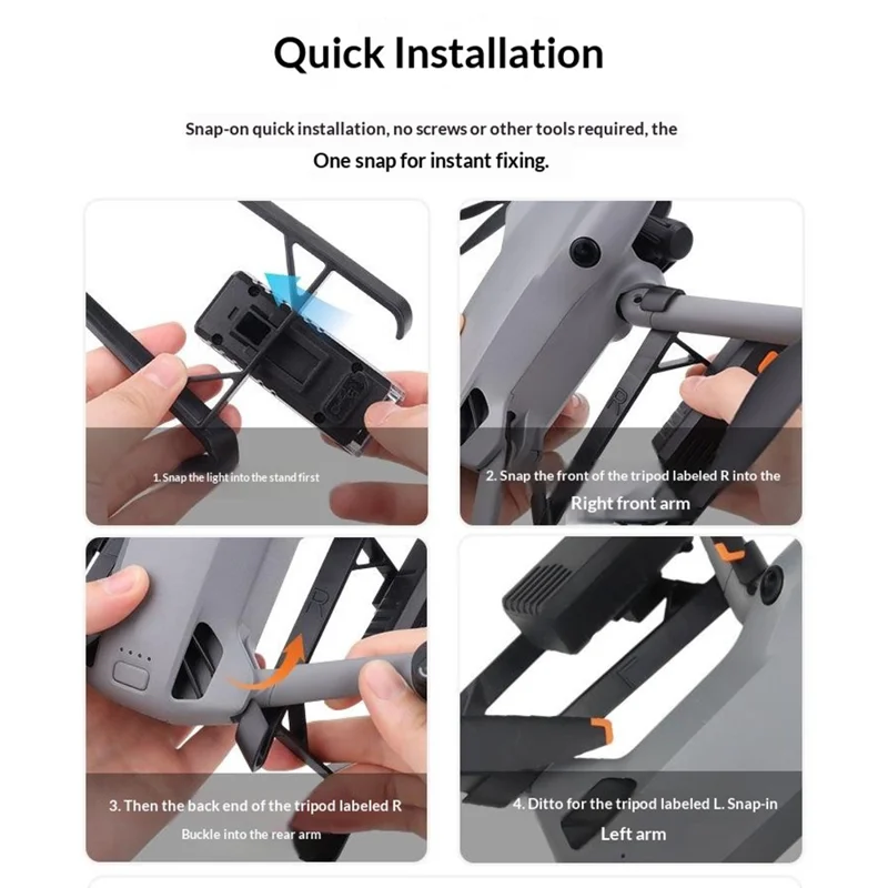 915358 Pour DJI Mini 5 Pro Pieds d'Extension de Train d'Atterrissage avec Projecteur LED Support Léger surélevé et Protecteur