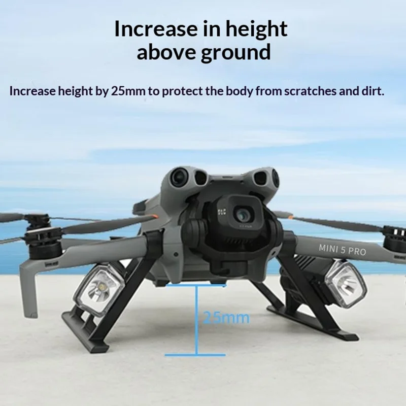 915358 Pour DJI Mini 5 Pro Pieds d'Extension de Train d'Atterrissage avec Projecteur LED Support Léger surélevé et Protecteur