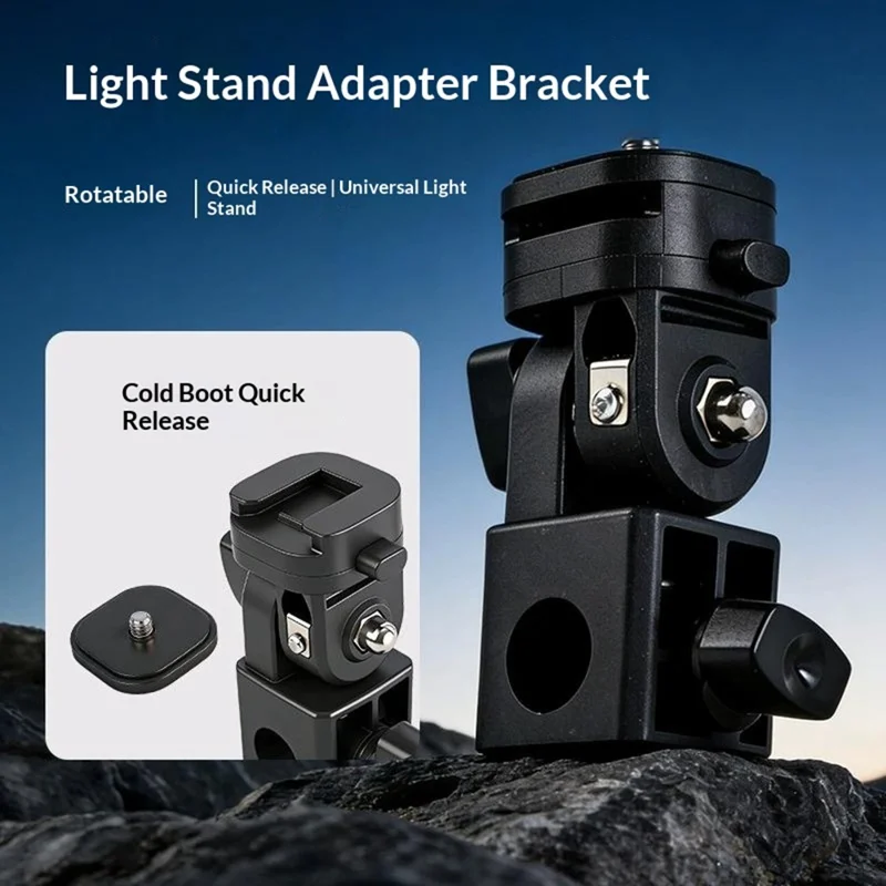 Y079 180 Degree Rotating Light Stand Adapter Bracket 1 / 4 Screw Cold Shoe Quick Release Mount for Camera Phone Fill Light