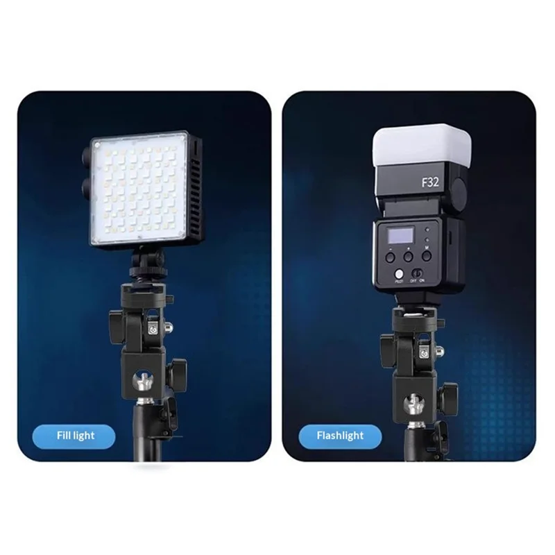 Y079 180 Degree Rotating Light Stand Adapter Bracket 1 / 4 Screw Cold Shoe Quick Release Mount for Camera Phone Fill Light