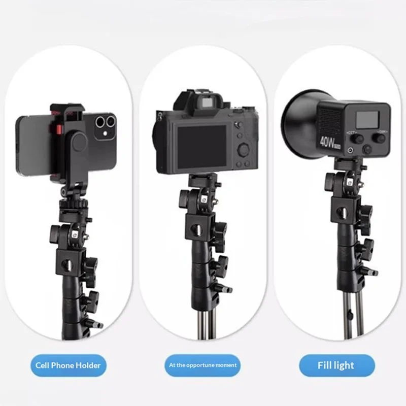 Y079 180 Degree Rotating Light Stand Adapter Bracket 1 / 4 Screw Cold Shoe Quick Release Mount for Camera Phone Fill Light