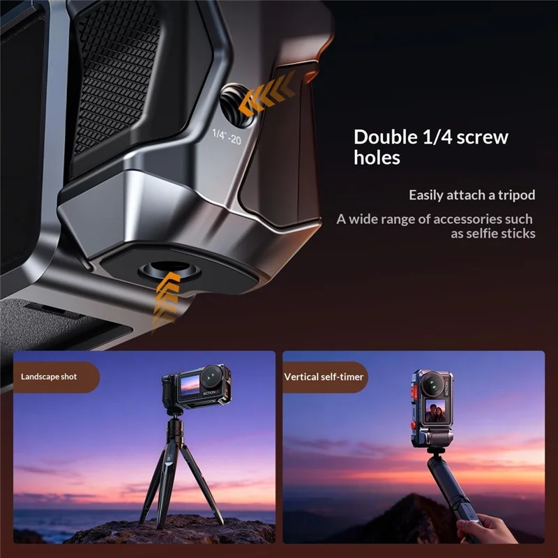 DJ-5 skyddande fodral i aluminiumlegering till DJI Osmo Action 3 / 4 / 5 Pro burram, skyddande hylsa till actionkamera - Grå