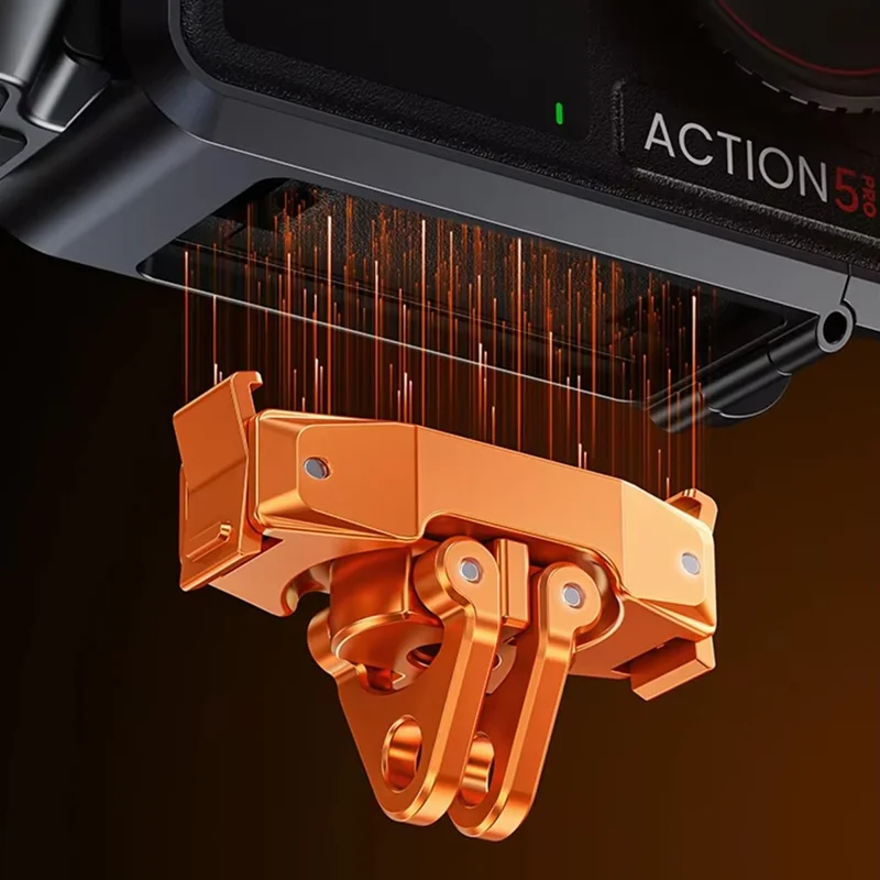 DJ-7 Magnetischer Action-Kamera-Montageadapter für DJI Osmo Action, faltbarer Verbinder, Schnellwechselplatte mit 1/4 Zoll Gewinde – Orange