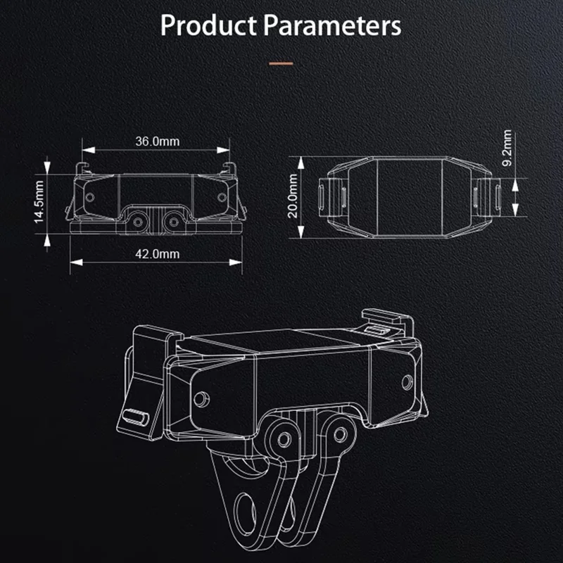 DJ-7 Magnetischer Action-Kamera-Montageadapter für DJI Osmo Action, faltbarer Verbinder, Schnellwechselplatte mit 1/4 Zoll Gewinde – Orange