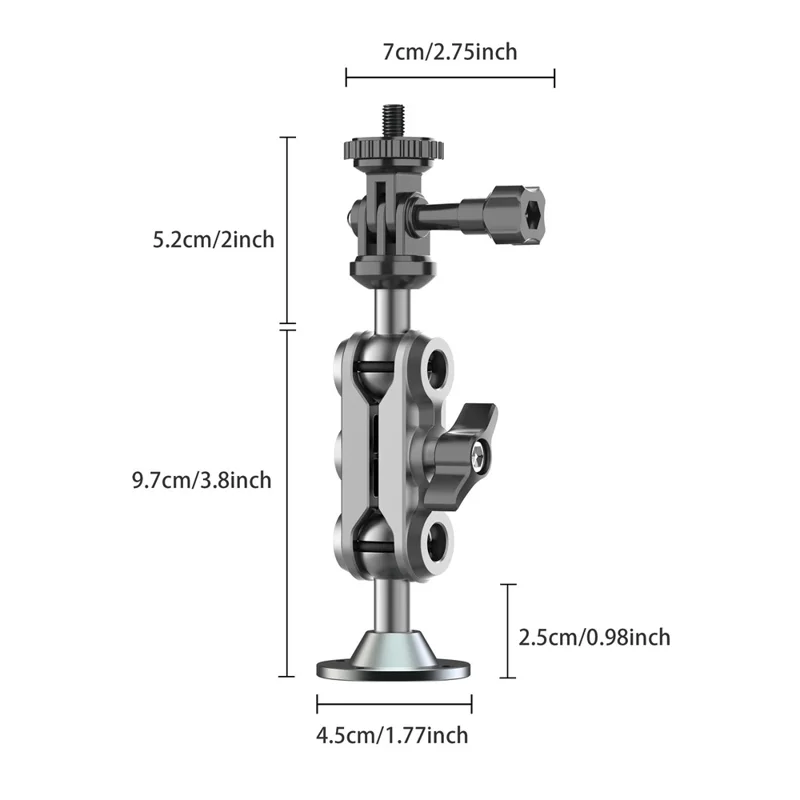 Soporte para Monitor de Cámara, Soporte de Pared y Techo con Doble Cabeza Esférica, Interfaz 1/4, Soporte Ajustable Giratorio