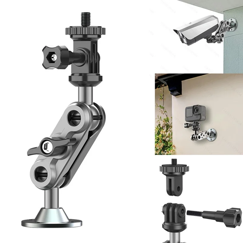 Soporte para Monitor de Cámara, Soporte de Pared y Techo con Doble Cabeza Esférica, Interfaz 1/4, Soporte Ajustable Giratorio