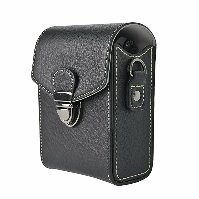 Universal Vintage Litchi Pattern Camera Bag PU Leather Protective Case with Shoulder Strap for Small Digital Cameras - Black