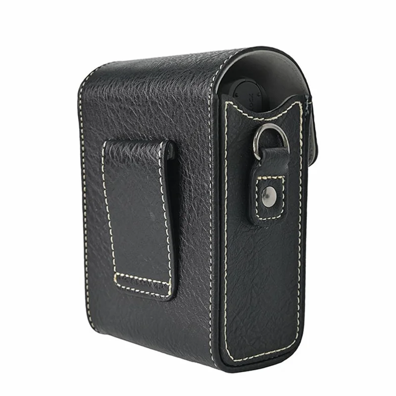 Universal Vintage Litchi Pattern Camera Bag PU Leather Protective Case with Shoulder Strap for Small Digital Cameras - Black