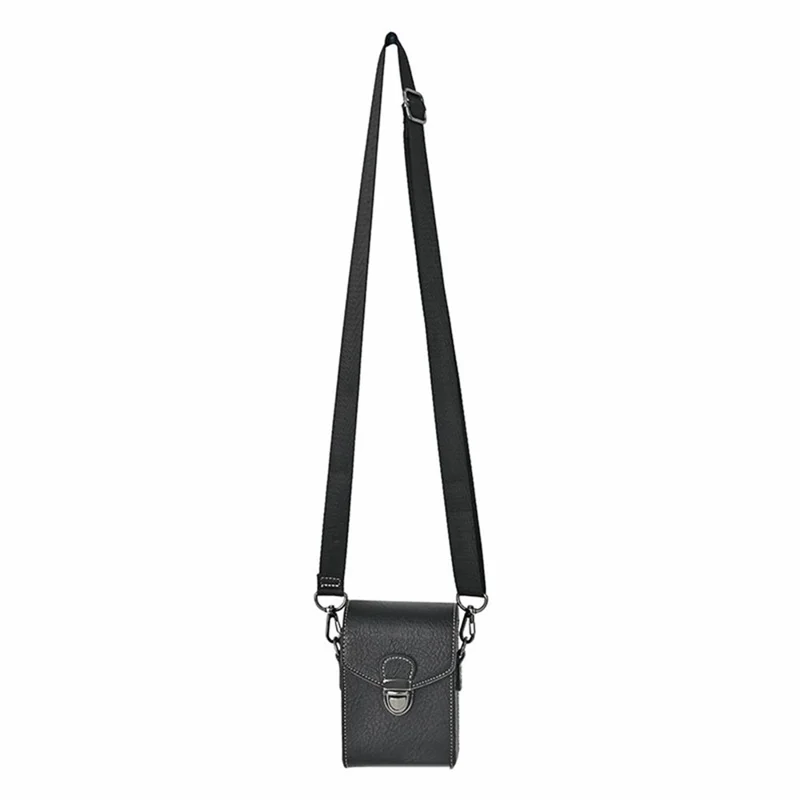 Universal Vintage Litchi Pattern Camera Bag PU Leather Protective Case with Shoulder Strap for Small Digital Cameras - Black