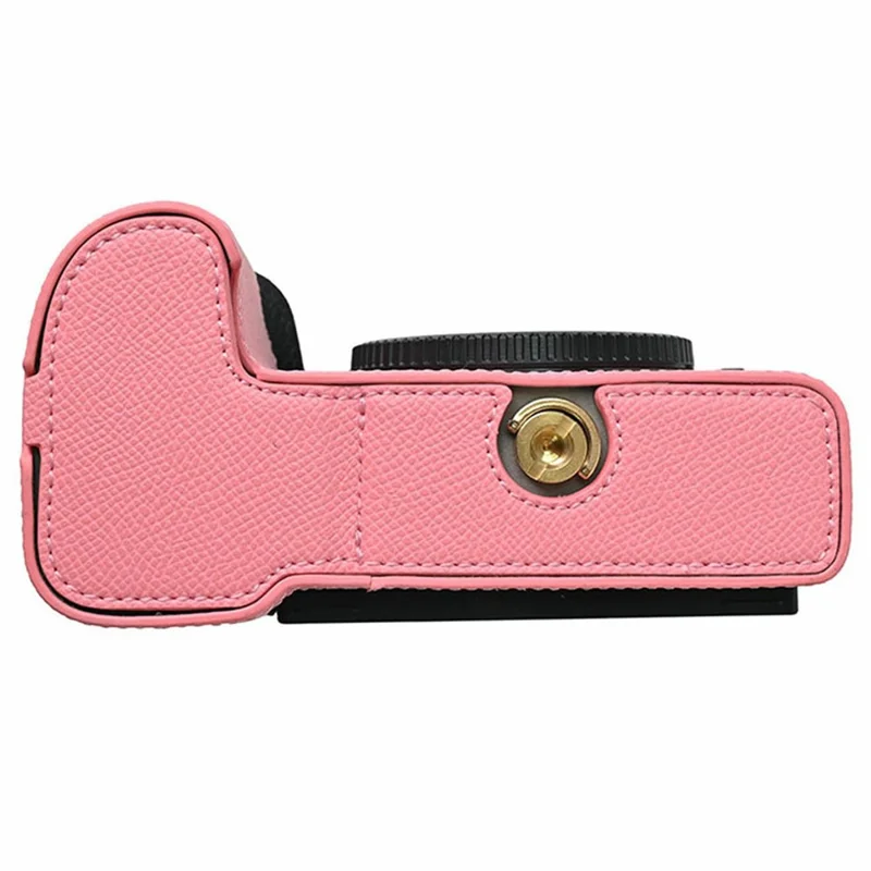 PU Leather Camera Base for Nikon Z 6 II  /  Nikon Z 5 Magnetic Palm Texture Grip Half Case Protective Cover with Flip-Open Battery Access - Pink
