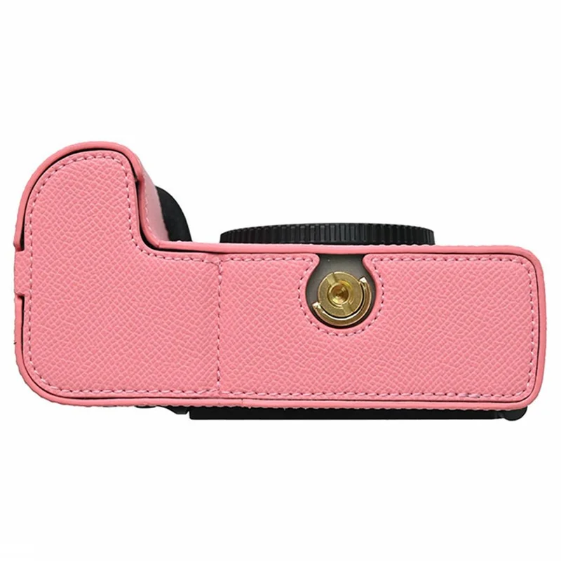 PU Leather Camera Case for Nikon Z 6 III Palm Texture Magnetic Bottom Base Half Cover with Battery Access - Pink