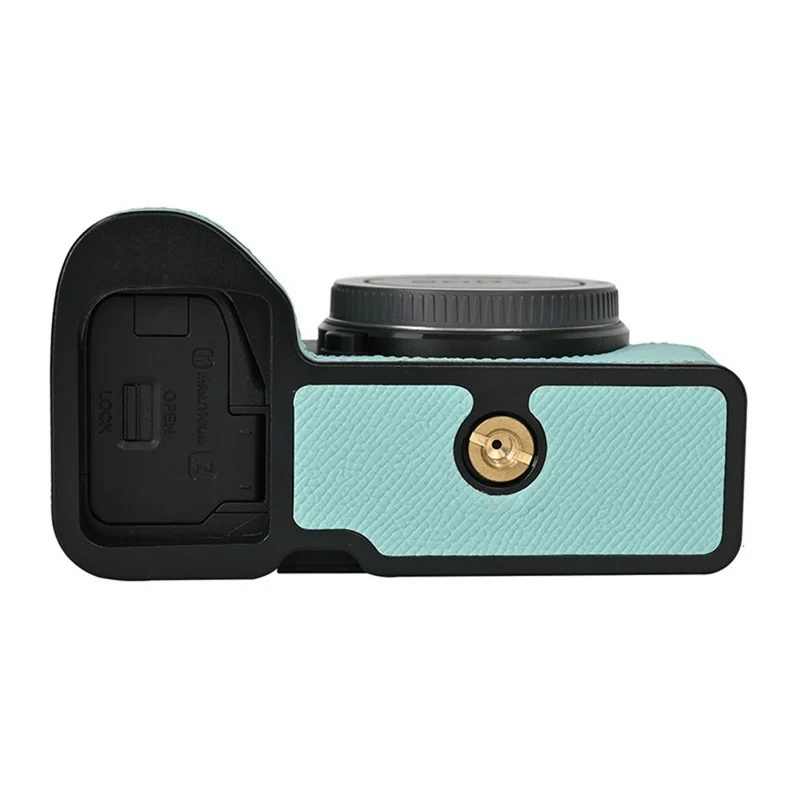 Custodia Parziale per Fotocamera Sony A6700 in Pelle con Texture Palmare, Design Ergonomico con Impugnatura, Protezione Inferiore - Blu