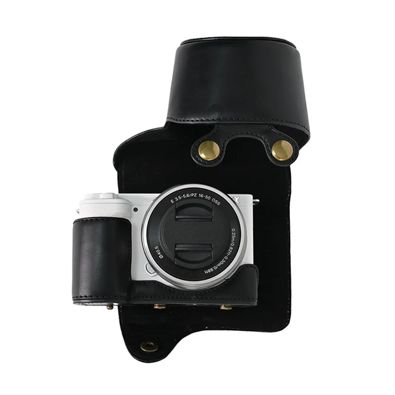 Fodero per Fotocamera Sony ZV-E10 in Ecopelle Vintage, Copertura Protettiva Intera con Tappo per Obiettivo - Nero
