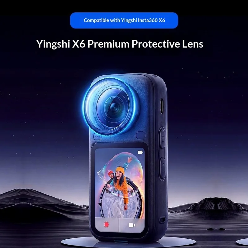 1 Par de Proteções para Lentes de Câmera para Insta360 X6, Proteção para Lentes com Alta Transparência e Revestimento Multicamada em PC + Vidro