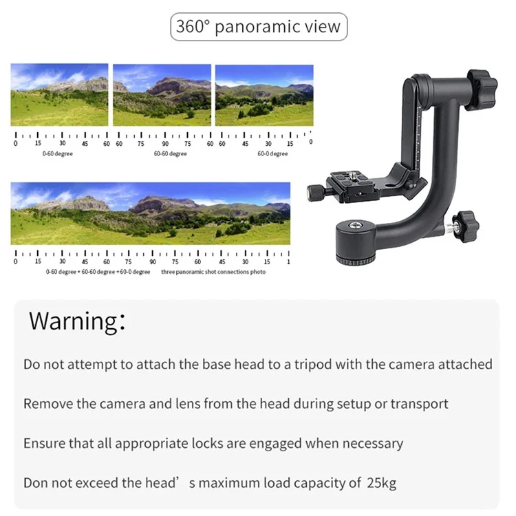 Yelangu A17 360 Degrés à Échelle Horizontale en Aluminium Caméra Caméra Standard de Connexion Stabilisateur de Cardan