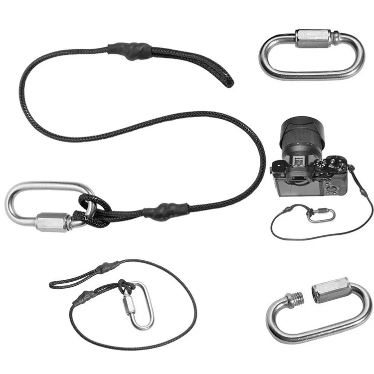 SLR Camera Carrying Strap Anti-Lost Drop Protection Safety Hanging Rope with Aluminum Alloy Buckle Hook