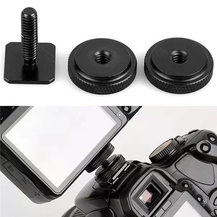 1 / 4" Double Nut Hot Shoe Adapter Camera Tripod Flashlight Bracket Mount Adapter Screw Top and Bottom Locking Connector Camera Acessórios