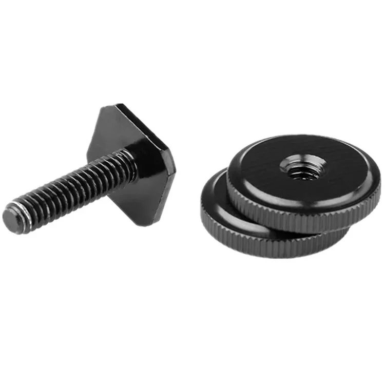 1 / 4" Double Nut Hot Shoe Adapter Camera Tripod Flashlight Bracket Mount Adapter Screw Top and Bottom Locking Connector Camera Acessórios