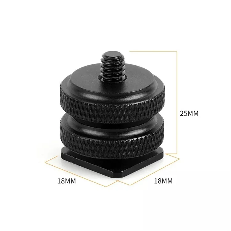 1 / 4" Double Nut Hot Shoe Adapter Camera Tripod Flashlight Bracket Mount Adapter Screw Top and Bottom Locking Connector Camera Acessórios