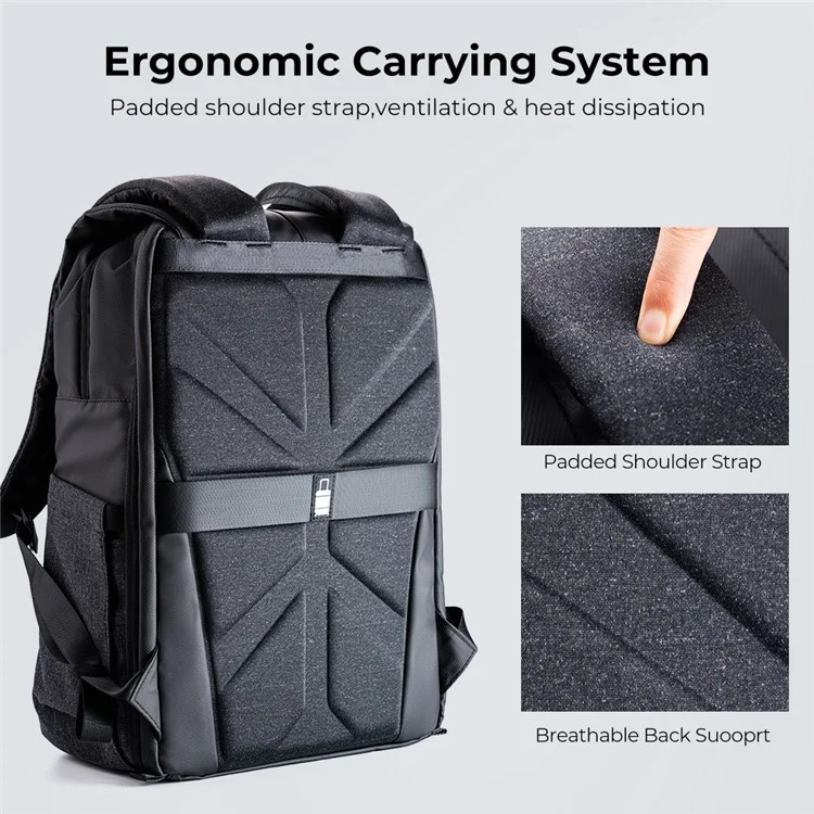 K&F CONCEPT KF13.087AV5 Leichter Kamera-Rucksack Multifunktions-Schultertasche Wasserdicht Große Kapazität Regenhülle 15,6 Zoll Laptop-Rucksack