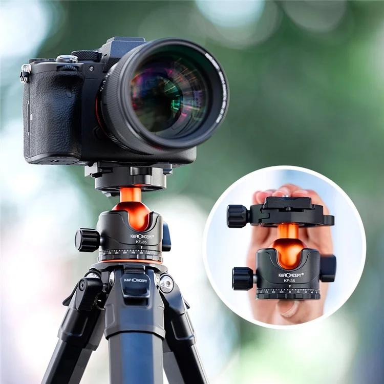 K&F CONCEPT KF31.035 35mm Metal Tripod Ball Head 360° Rotation Panoramic Adapter with 1 / 4-inch Quick Release Plate