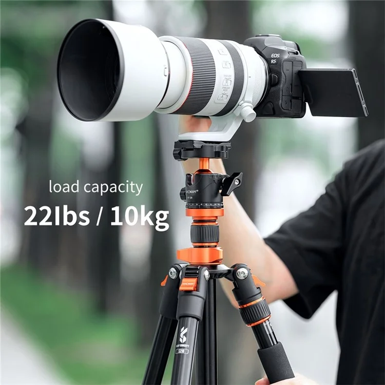 K&F CONCEPT KF31.023V3 Metal Tripod Ball Head 10KG Load Capacity 360-Degree Rotating Panoramic Ball Head with 1 / 4 inch Quick Release Plate Bubble Level for Monopod Camera Camcorder