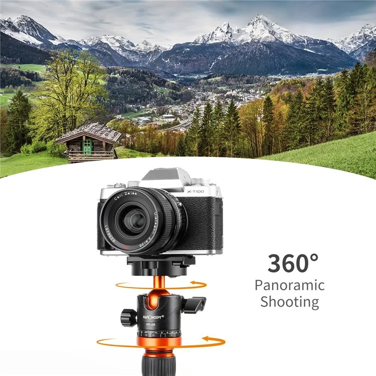 K&F CONCEPT KF31.023V3 Metal Tripod Ball Head 10KG Load Capacity 360-Degree Rotating Panoramic Ball Head with 1 / 4 inch Quick Release Plate Bubble Level for Monopod Camera Camcorder