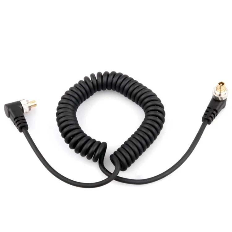 BY-110 Cable de sincronización de 30-100cm Spring Macho a Macho PC a PC para flash Speedlite