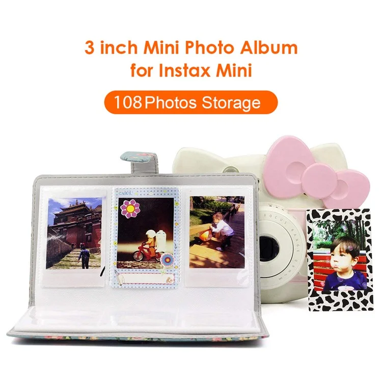 3-inch Mini Photo Album for Fujifilm Instax Mini 11 9 8+ 8 90 70 26 25 7s 50s, 108 Pockets Album PU Leather Photocard Holder Book Photo Card Binder - Paint Rainbow