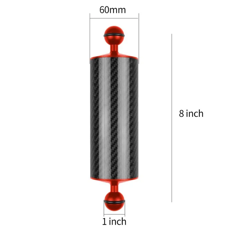 VELEDGE D60 8" Carbon Fiber Float Arm Dual Ball Head Floating Arm for Underwater Diving