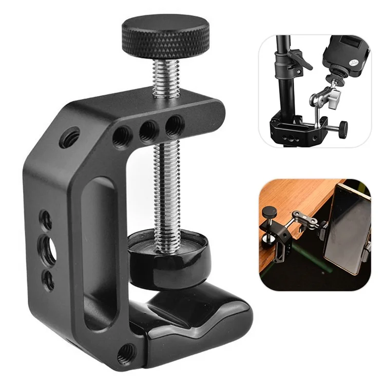 G-25 Universal G-Clamp 1 / 4'' and 3 / 8'' Thread Hole Quick Release Desktop Mount Holder Clip for Photo Photography
