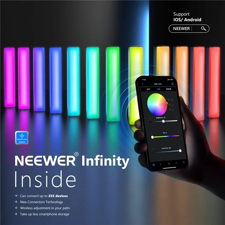 NEEWER N-46 RGB LED Video Light Stick Touch Bar Lamp APP Control Magnetic Handheld Photography Light