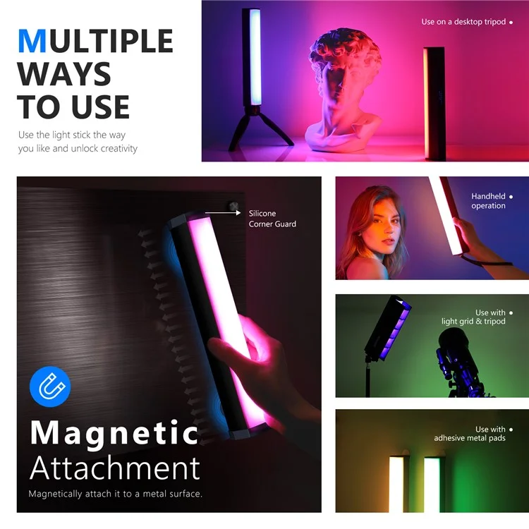 NEEWER N-46 RGB LED Video Light Stick Touch Bar Lamp APP Control Magnetic Handheld Photography Light