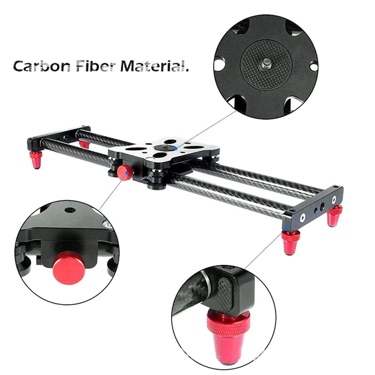 40-CF-SL Dolly Camera Slider 40cm Carbon Fiber Camera Track Stabilizer Rail for DSLR, Mobile Phone, with Bag