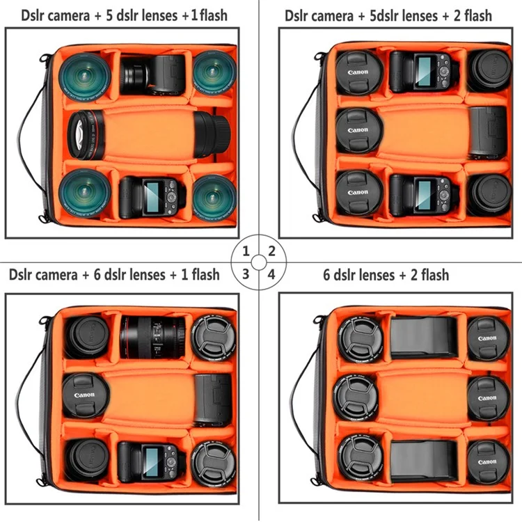 NEEWER NW-980 30x30x17CM Flexible Partition SLR Camera Storage Bag DSLR Shockproof Inside Padded Handbag