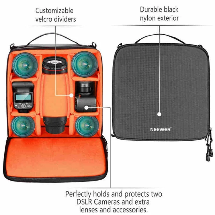 NEEWER NW-980 30x30x17CM Flexible Partition SLR Camera Storage Bag DSLR Shockproof Inside Padded Handbag